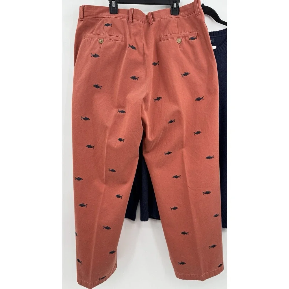 J. Crew Wool Blend Sweater Sz L Blue AA027 NWT & Embroidered Fish Chino 36x30‎